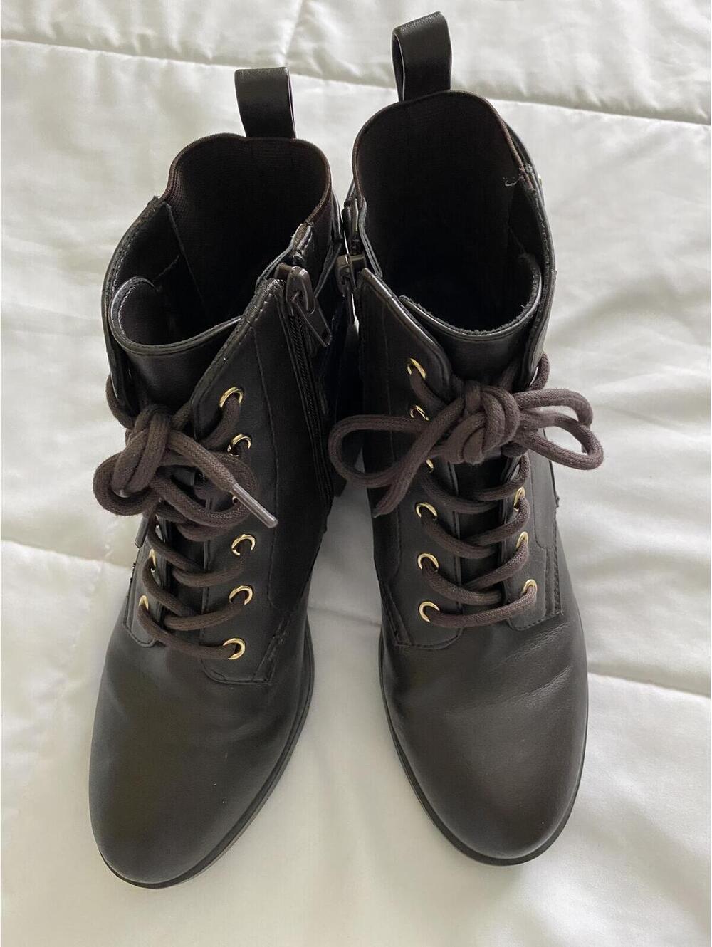 Kelly & Katie Jania Womens Ankle Boots Size 6M, Dark Brown Lace Up Zipper